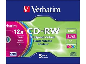 Verbatim CD-RW 700 12X 5er SL SERL Colour 5 Stück