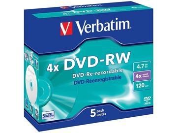Verbatim DVD-RW 4,7GB 4X 5er JC 5 Stück